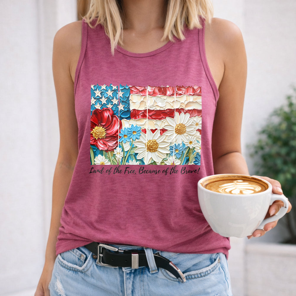 Floral Patriotic USA Women's Tank Top