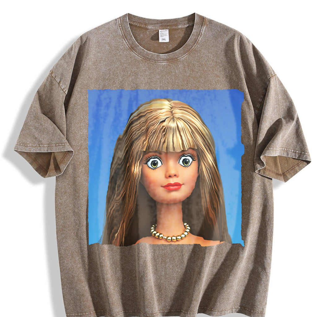 Wide Eyed Doll Portrait Vintage Washed T-Shirt product image 3