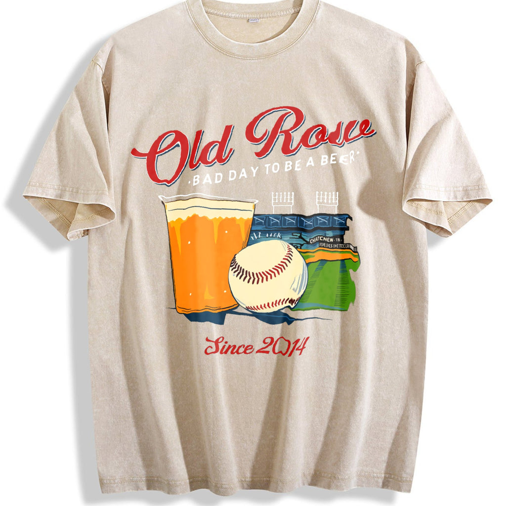 Baseball Beer Sports Vintage Washed T-Shirt product image 1