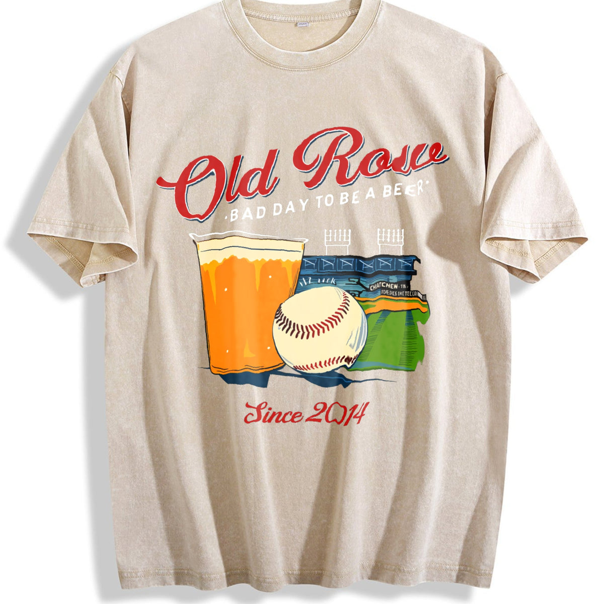 Baseball Beer Sports Vintage Washed T-Shirt product image 1