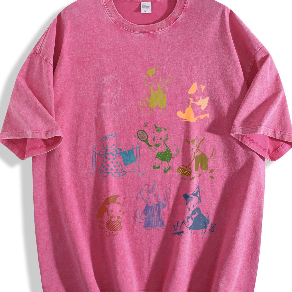 Cute Kitten 1950's Story Book Vintage Washed T-Shirt product image 7