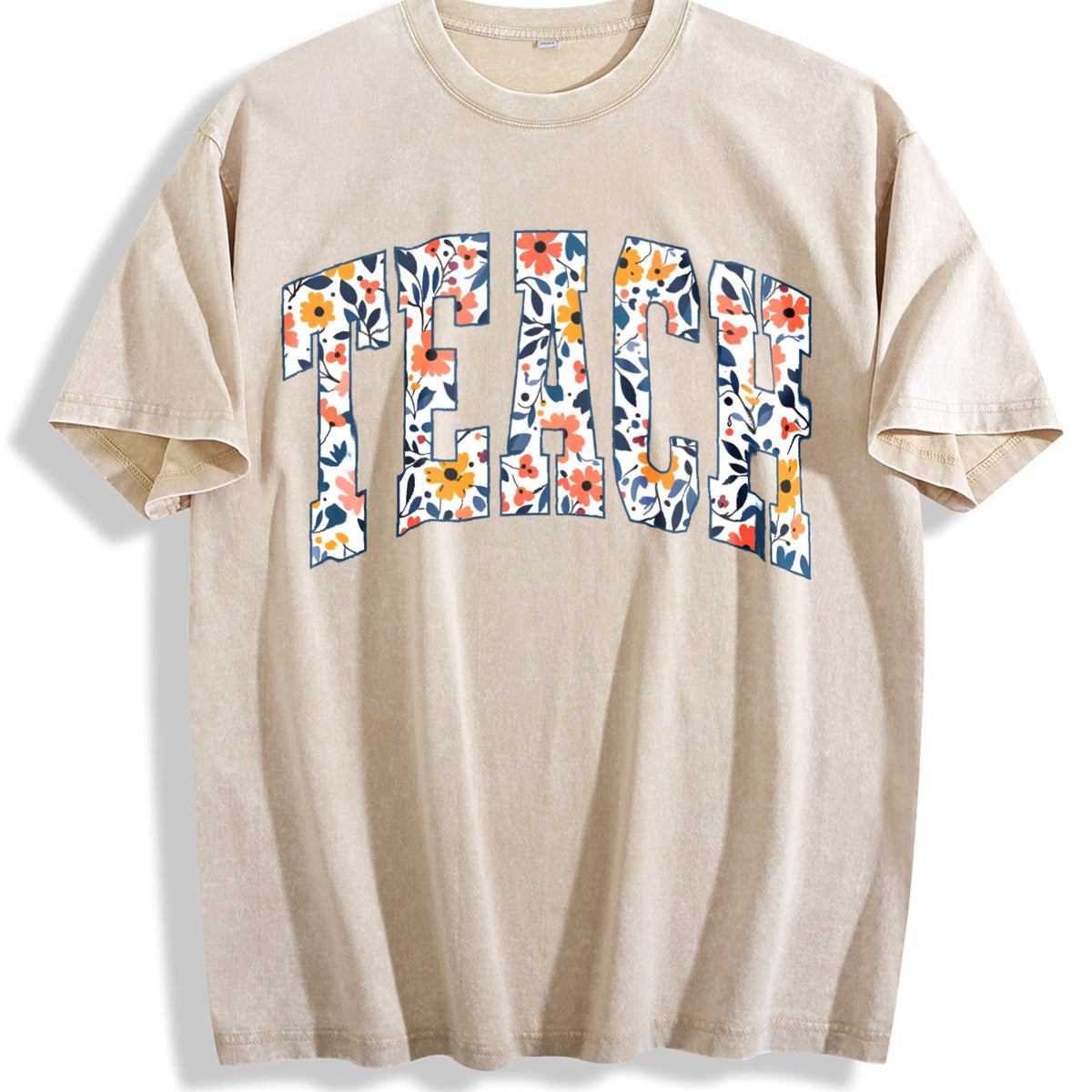Peace Floral Collegiate Letters Vintage Washed T-Shirt product image 1