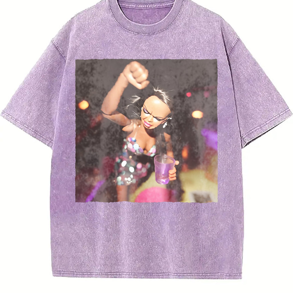 Doll Dancing with a Party Drink Vintage Washed T-Shirt product image 6