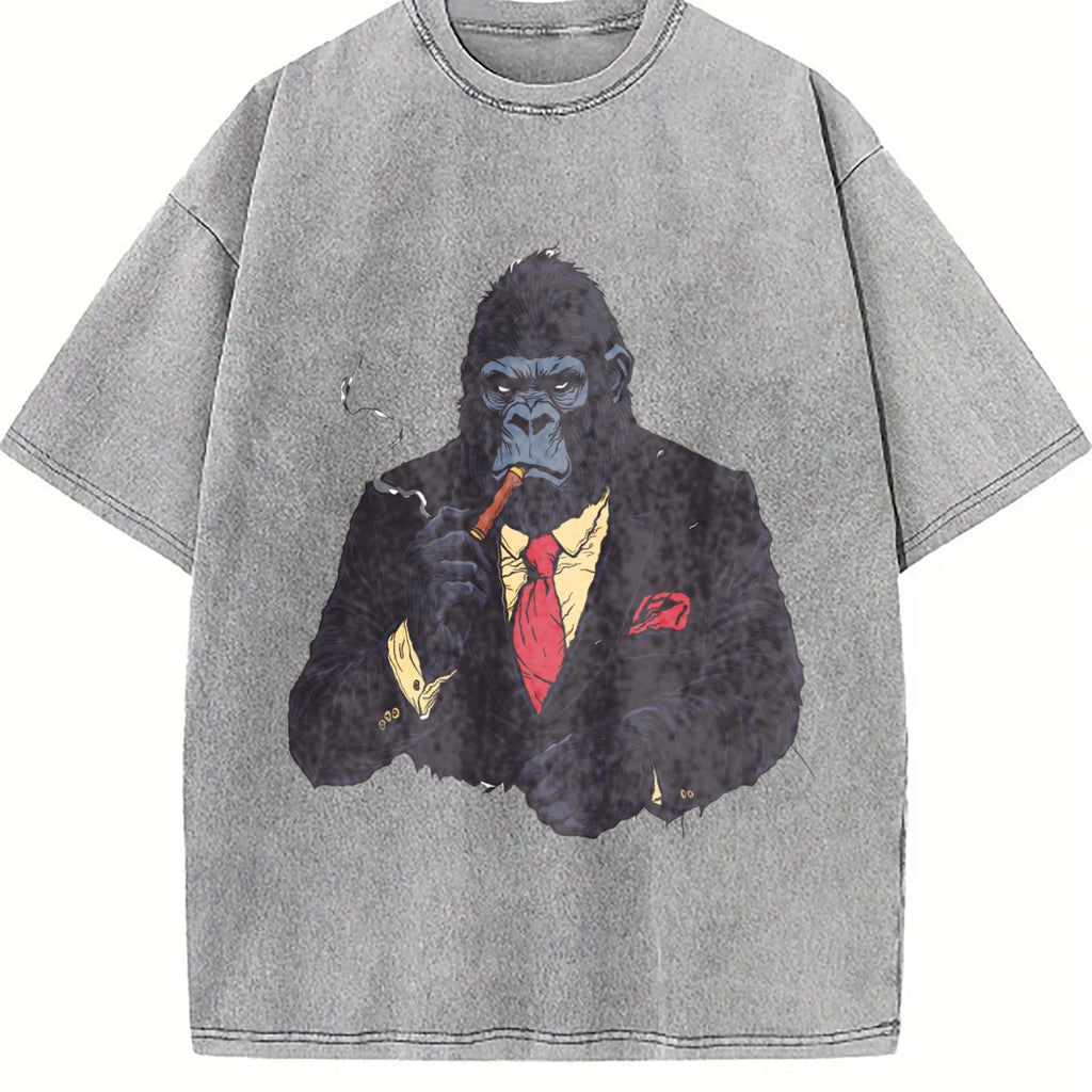 Gorilla Smoking Y2K Vintage Washed T-Shirt product image 5