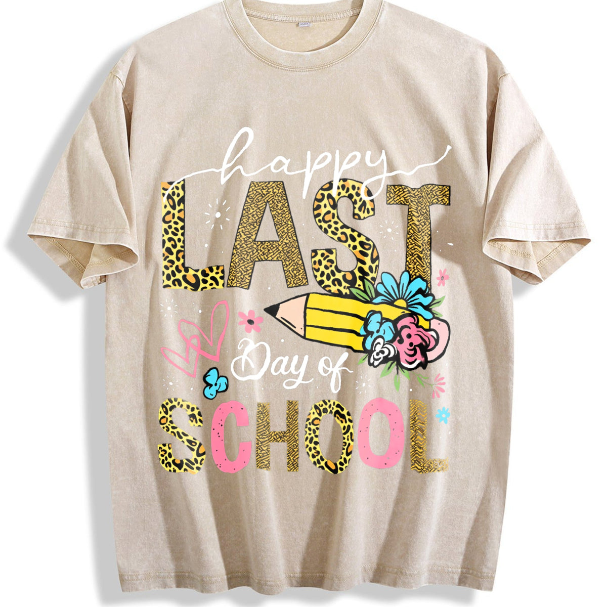 Happy Last Day Of School Y2K 100 Boxy With Leopard Vintage product image 1