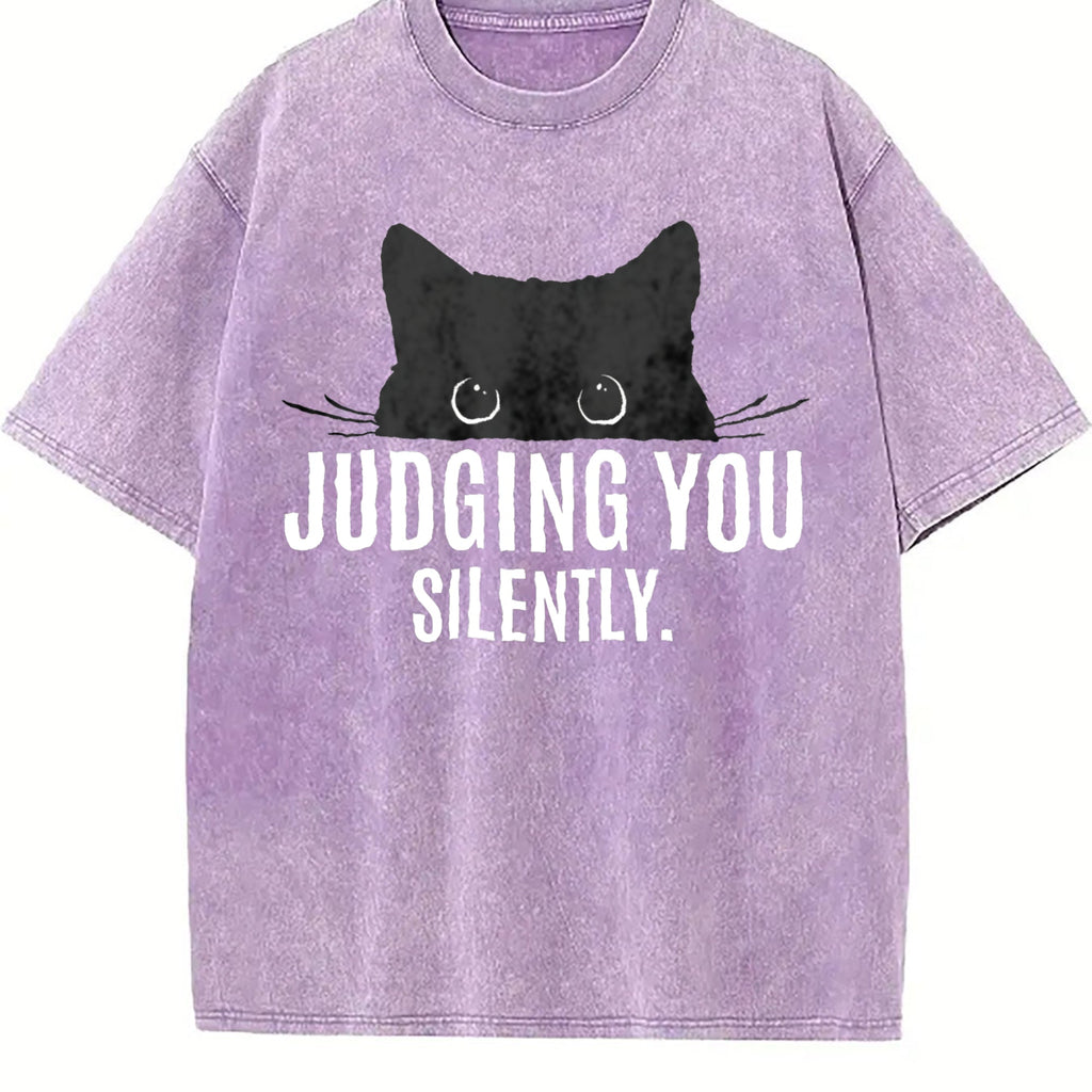 Judging You Silently Cat Vintage Washed T-Shirt product image 6