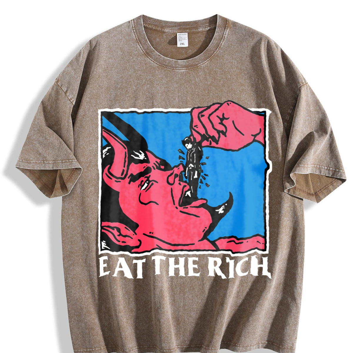 Eat The Rich Devil Vintage Washed T-Shirt product image 3