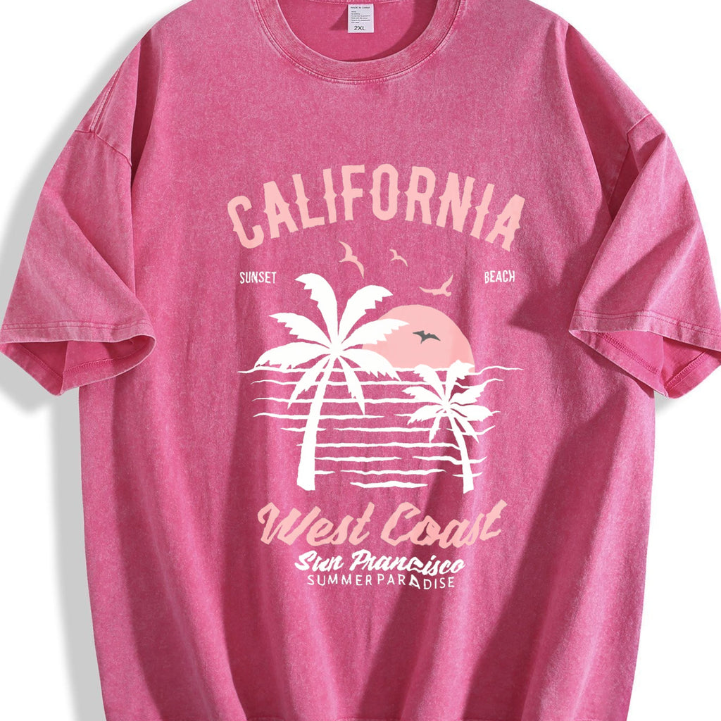 California - Surf Beach With Palm Trees Vintage Washed product image 7