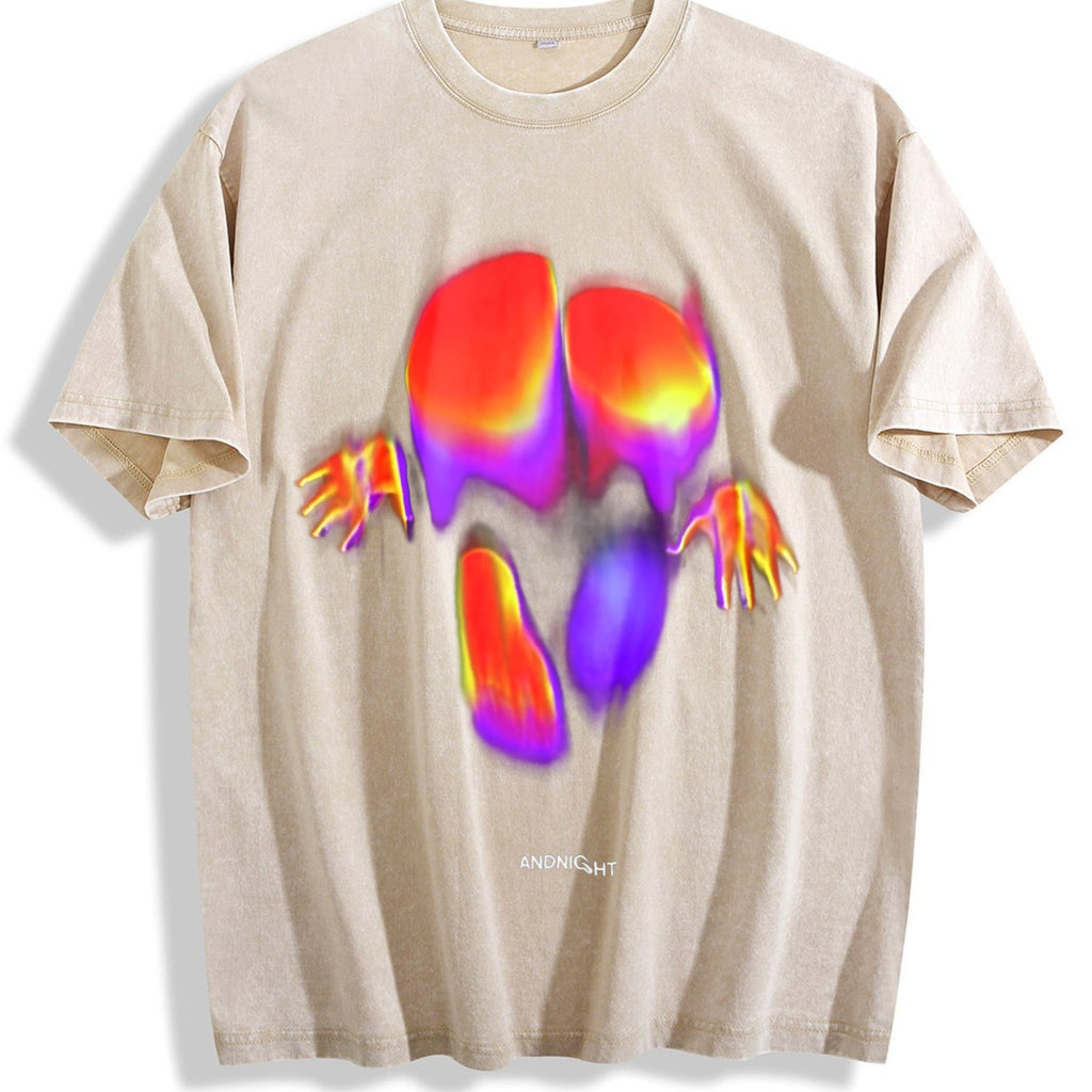 Midnight Thermal Face Art Vintage Washed T-Shirt product image 1