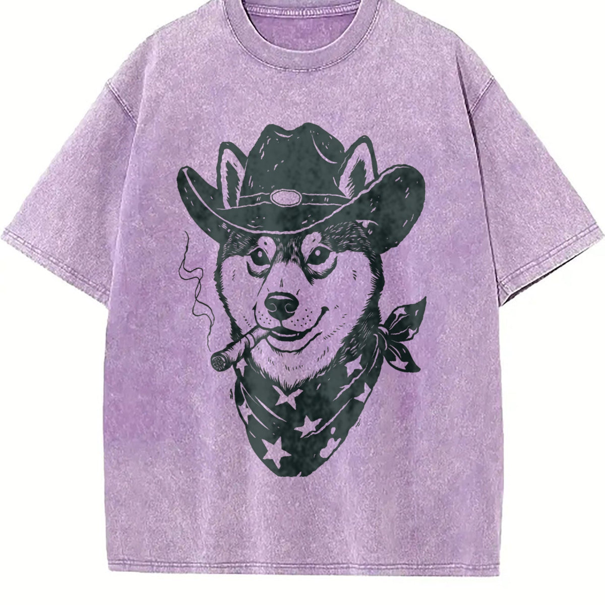 Smoking Cowboy Shiba Inu Vintage Washed T-Shirt product image 6