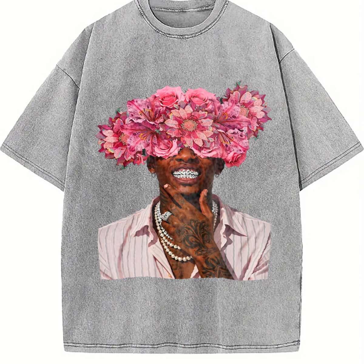 Floral Head Portrait Vintage Washed T-Shirt product image 5