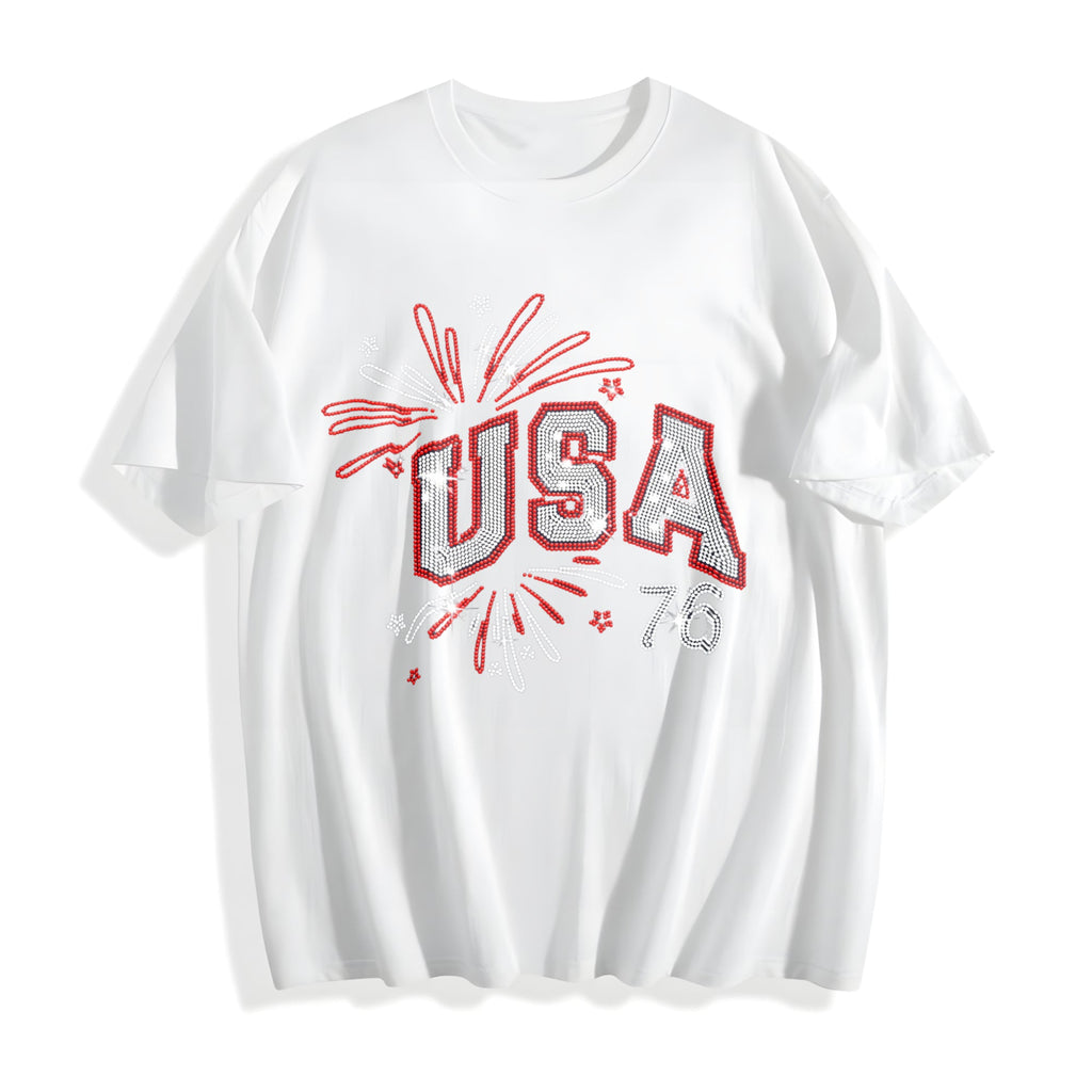 USA Rhinestone : Patriotic Bling Cotton T-Shirt product image 2