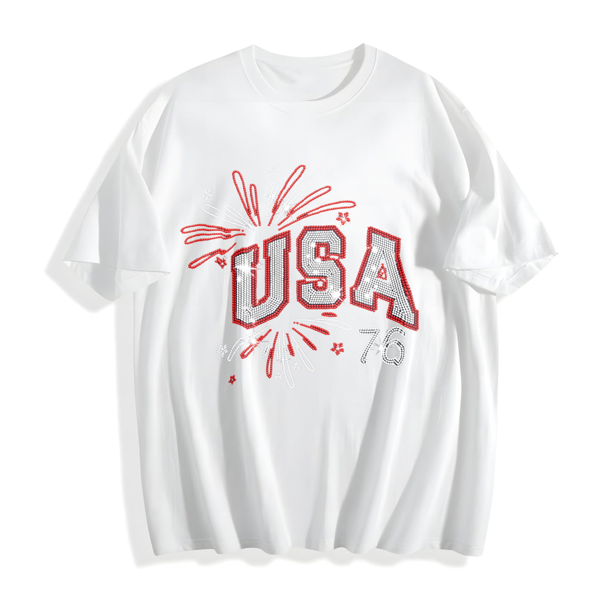 USA Rhinestone : Patriotic Bling Cotton T-Shirt product image 2