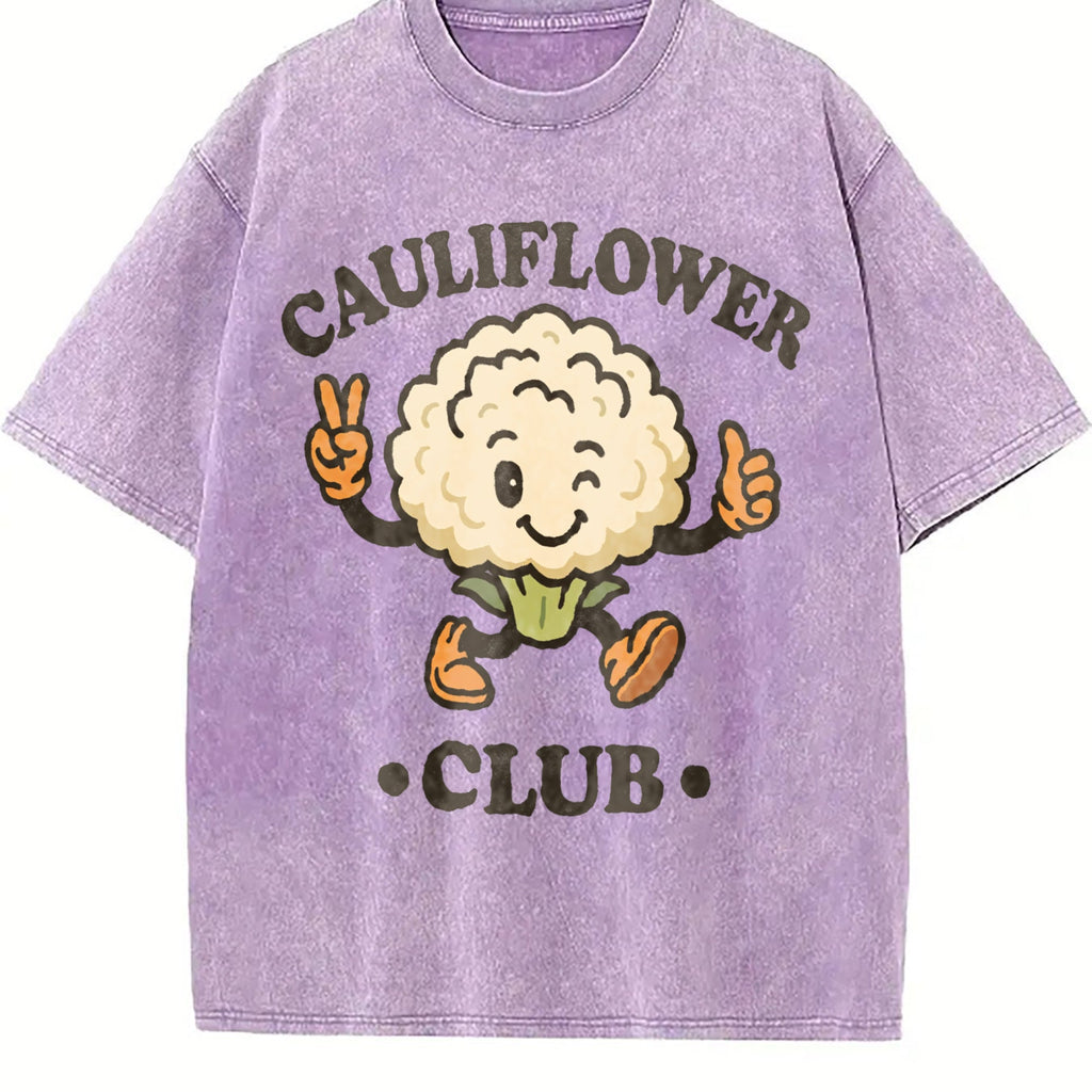 Cauliflower Club Funny Veggie Lover Cartoon Vintage Washed product image 6