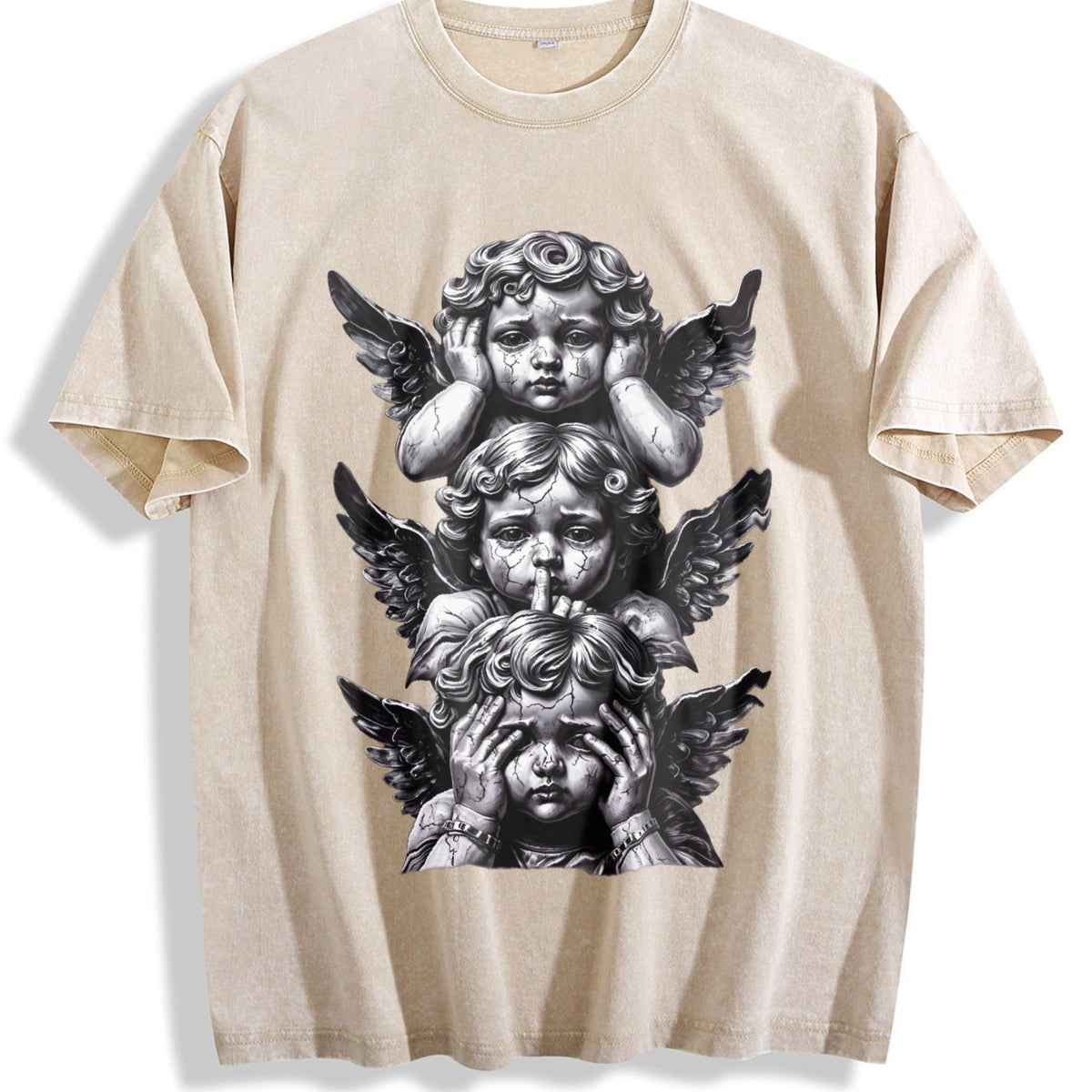 Gothic Three Wise Monkeys Angel Statue Vintage Washed product image 1