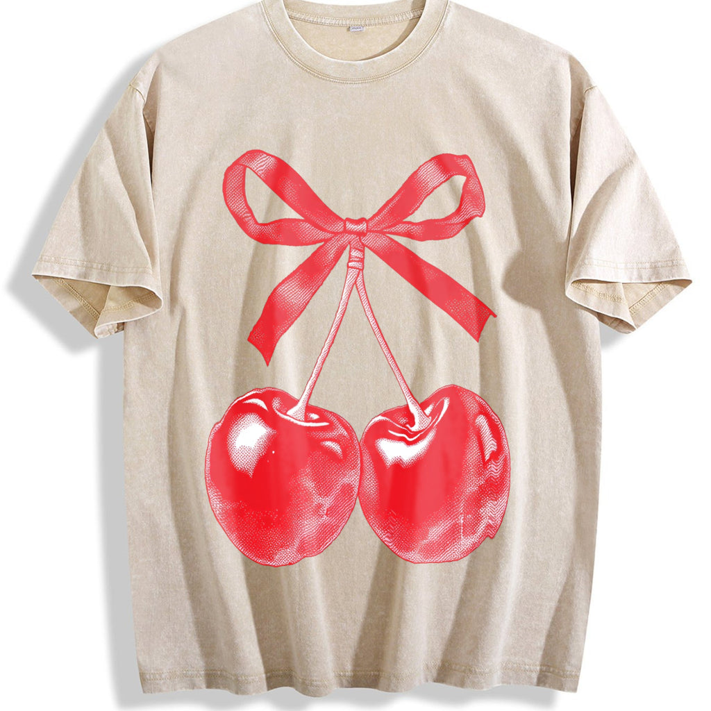 Cherry Bow Halftone Vintage Washed T-Shirt product image 1