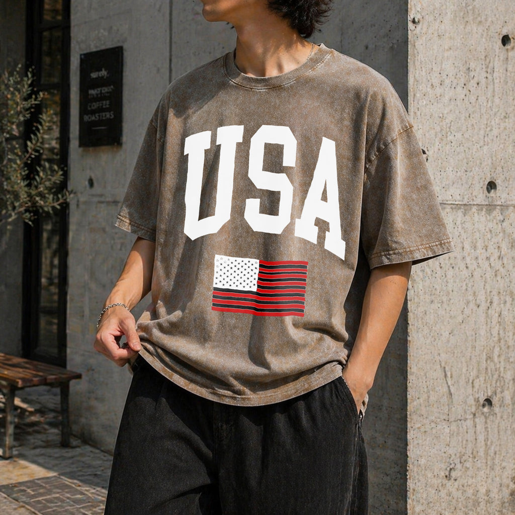USA Flag - With Faded Aesthetic Vintage Washed T-Shirt product image 10