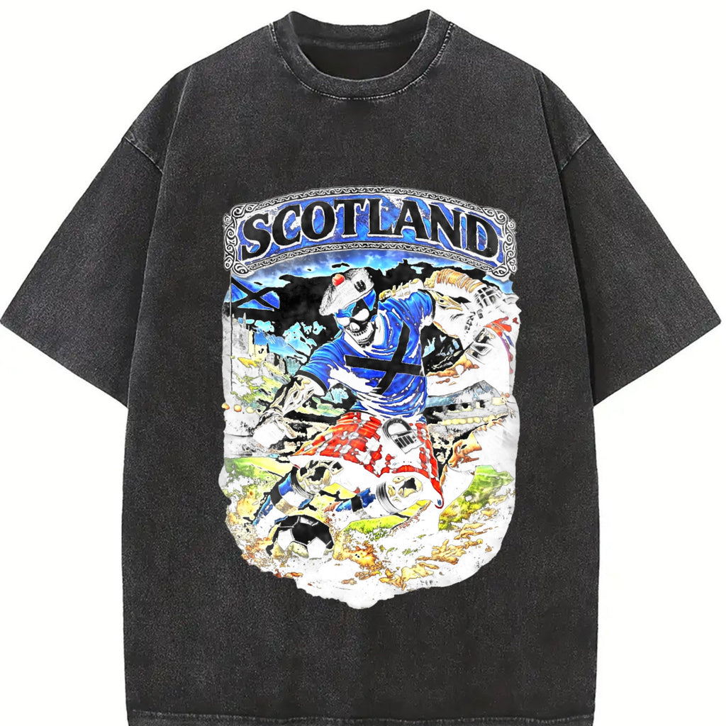 Scotland Skeleton Tartan Kilt Football Tank Vintage Washed product image 2