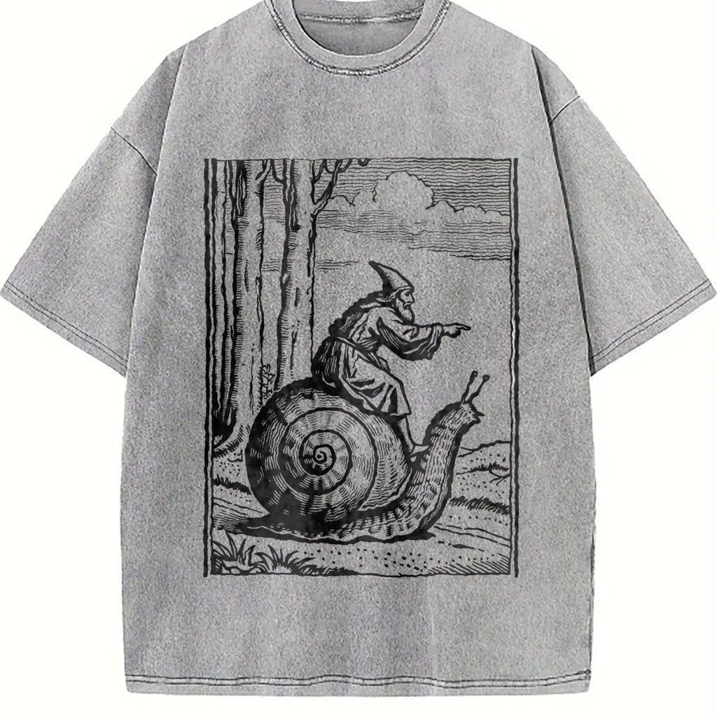 Medieval Snail Rider Vintage Washed T-Shirt product image 5