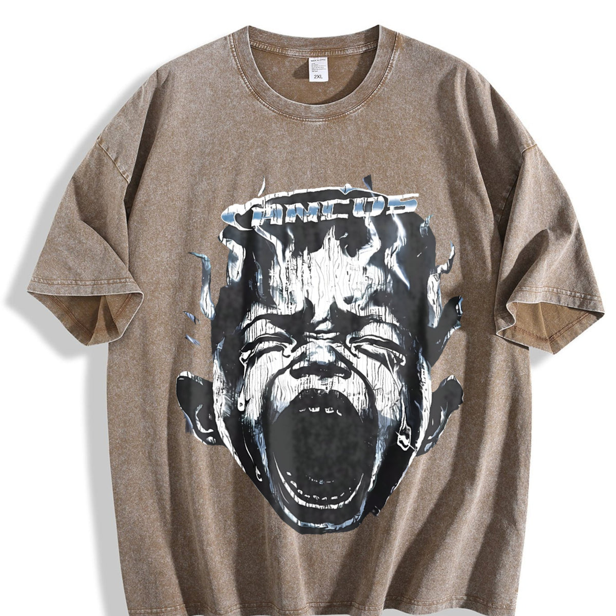 Screaming Face Flame Vintage Washed T-Shirt product image 3
