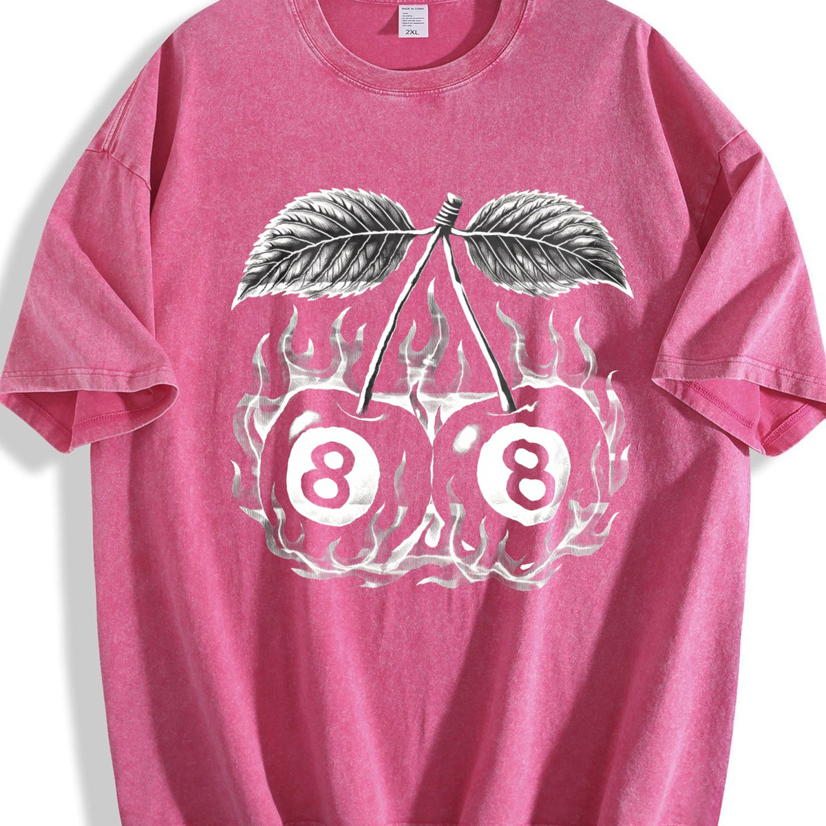 Flaming 8 Ball Cherries Tattoo Vintage Washed T-Shirt product image 7