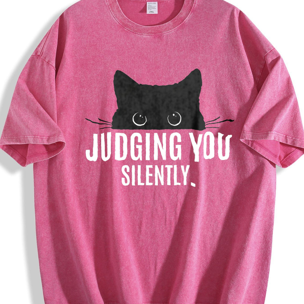 Judging You Silently Cat Vintage Washed T-Shirt product image 7