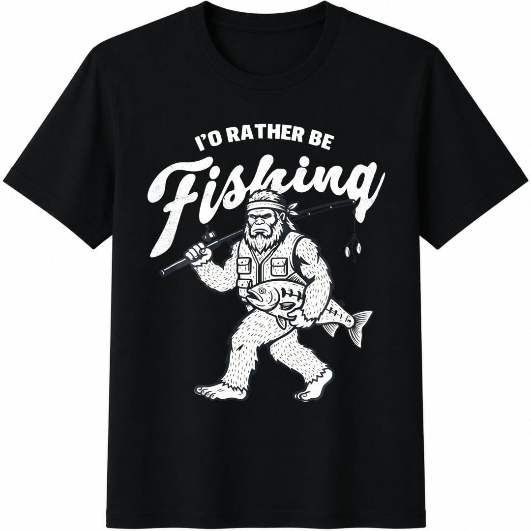 Bigfoot Fishing Cotton T-Shirt product image 1