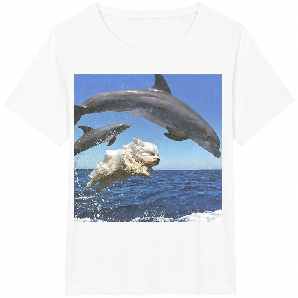 Dog And Dolphins Cotton T-Shirt product image 2