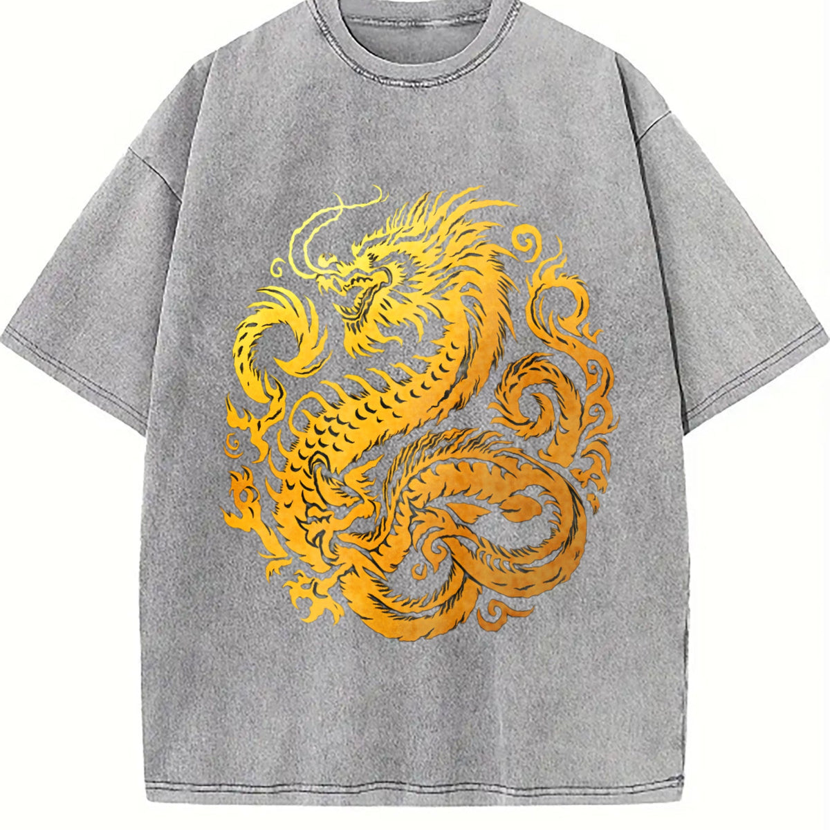 Gold Chinese Dragon 90s Vintage Washed T-Shirt product image 5