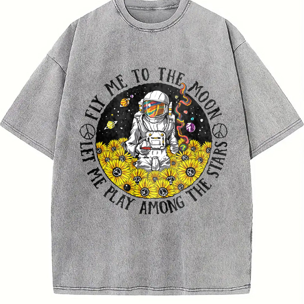 Fly Me To The Moon Let Me Play Among Stars Vintage Washed product image 5