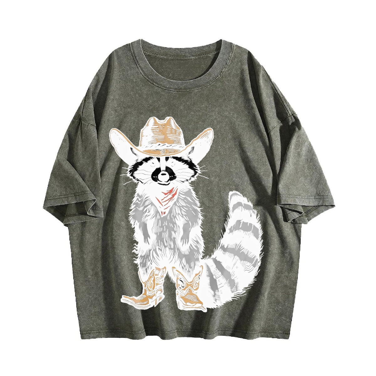 Raccoon Cowboy Vintage Washed T-Shirt product image 4
