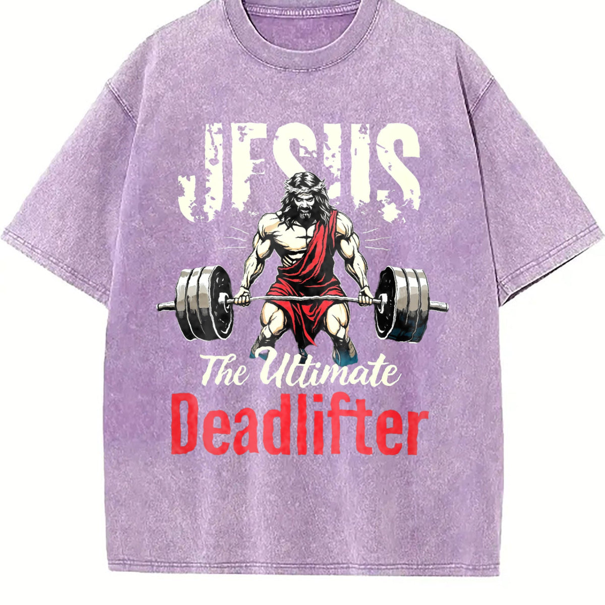 Jesus The Ultimate Deadlifter Gym Vintage Washed T-Shirt product image 6