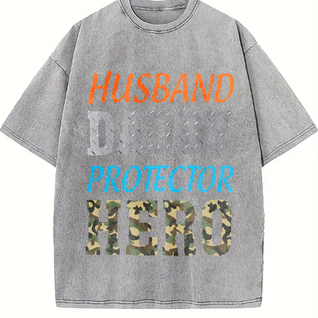 Husband Daddy Protector Hero Vintage Washed T-Shirt product image 5