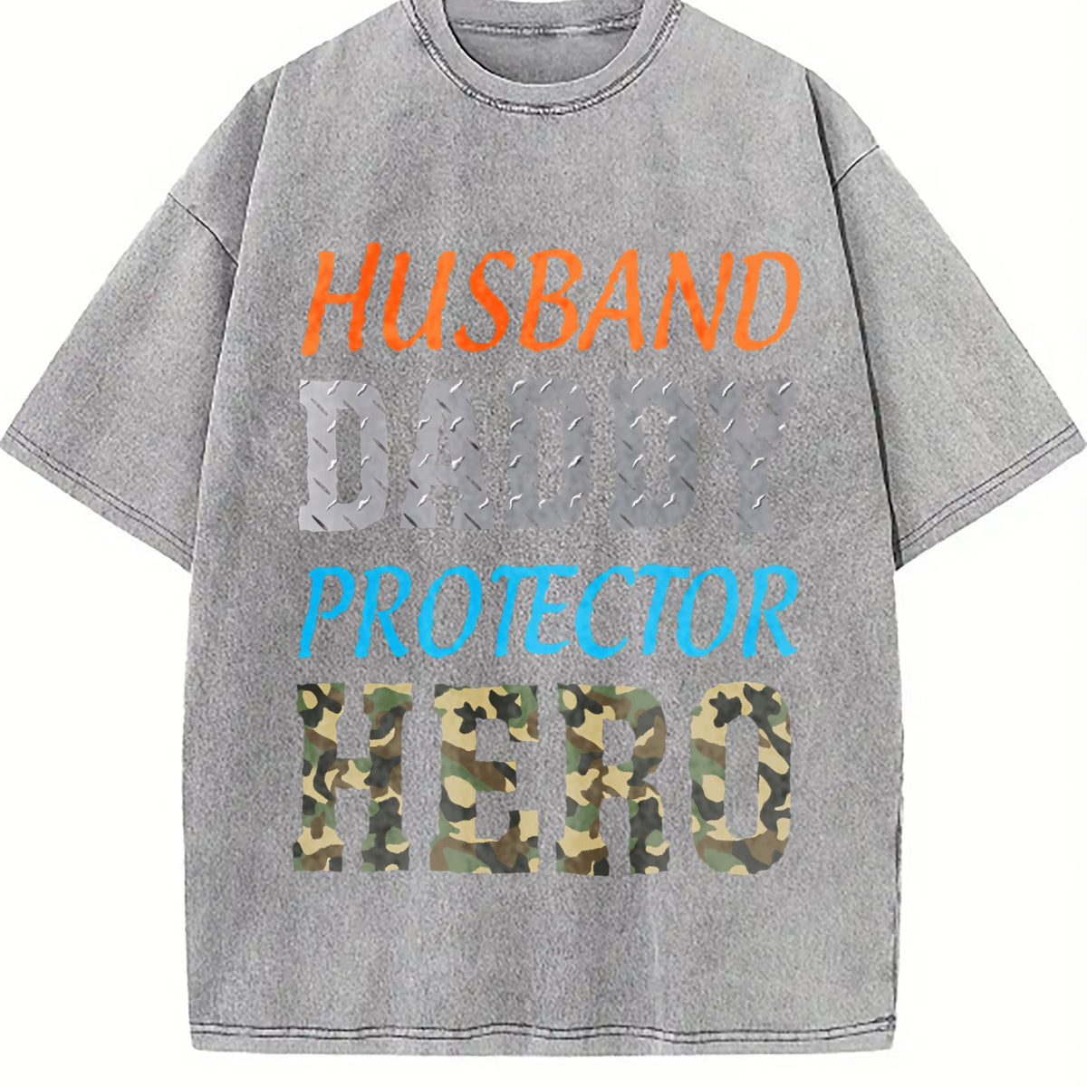 Husband Daddy Protector Hero Vintage Washed T-Shirt product image 5
