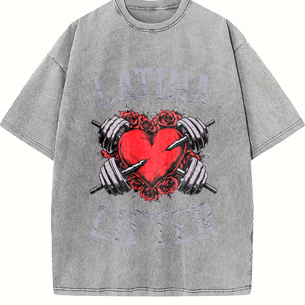 Latina Lifter Spanish Gym Barbell Heart Hispanic Vintage product image 5