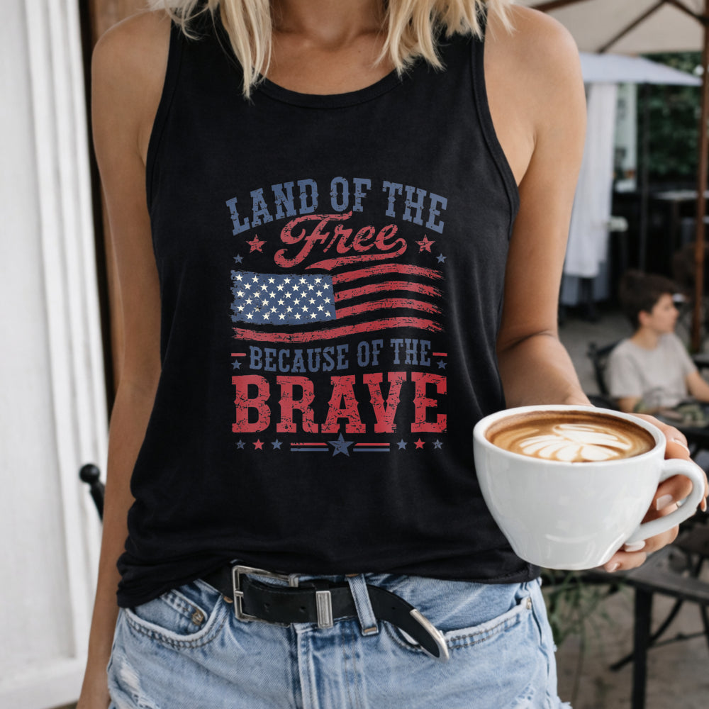 Land Of The Free Because Of The Brave 4th Of July Patriotic Women's Tank Top