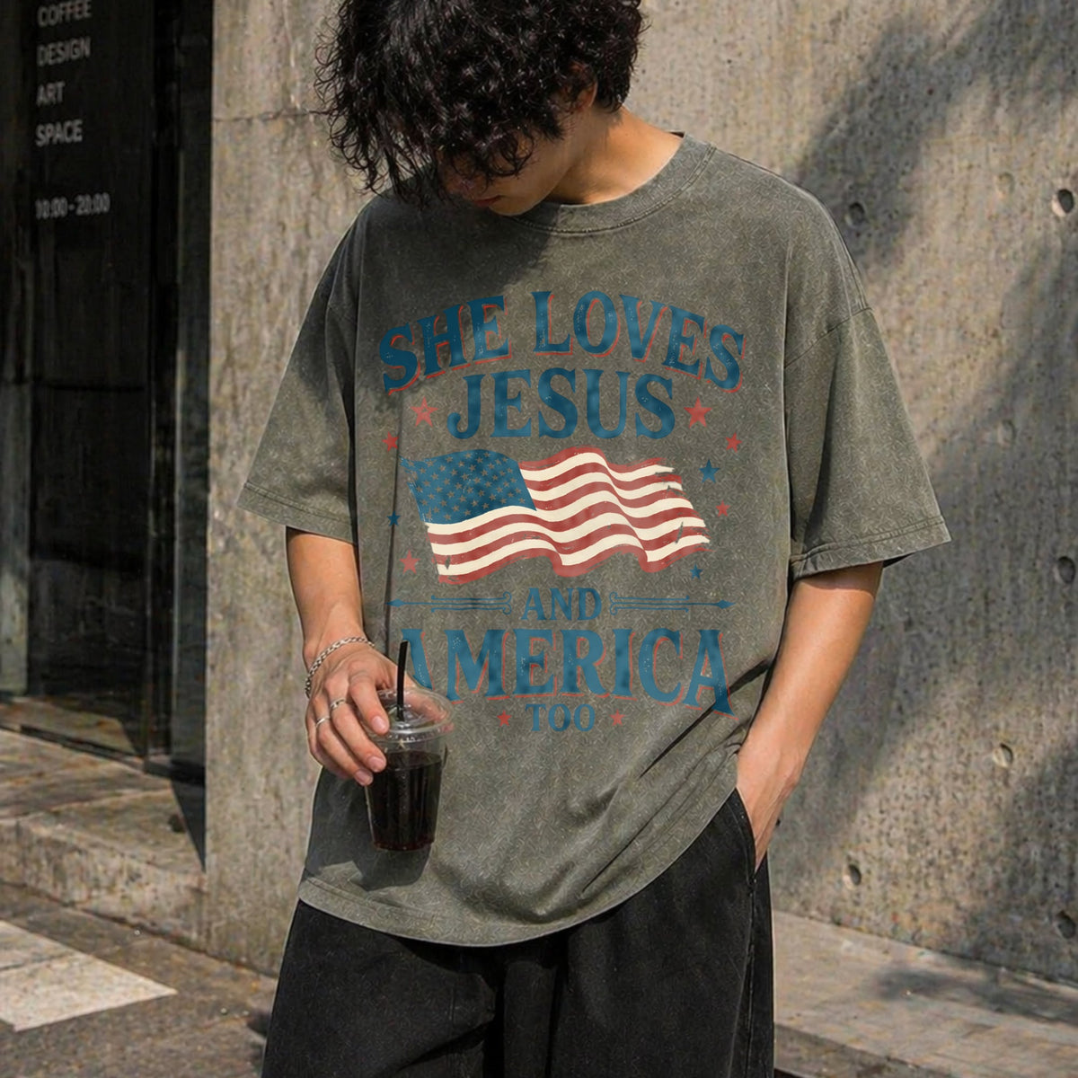 She Loves Jesus And America Too Vintage Washed T-Shirt product image 4