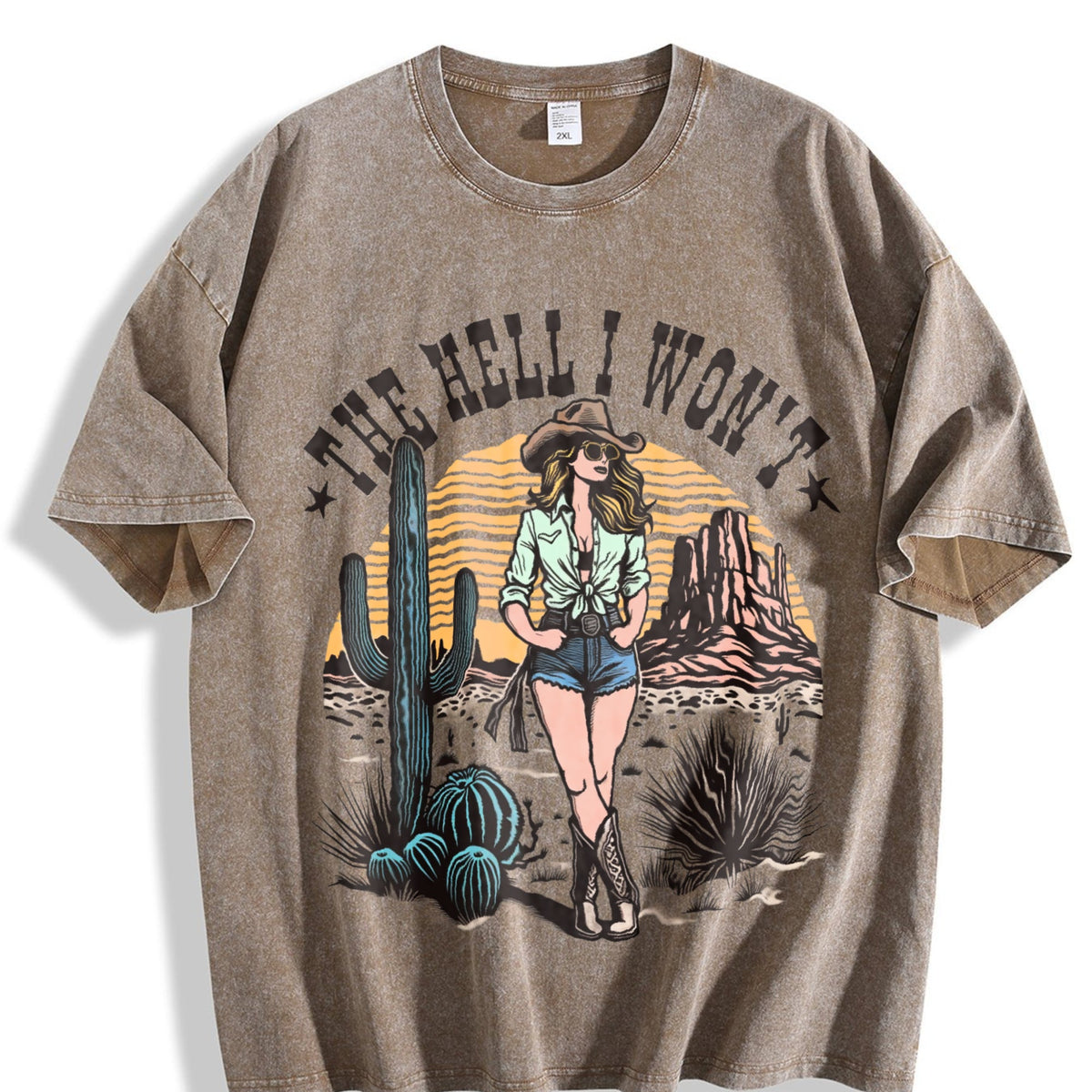 Cowgirl The Hell I Won't Western 90s Vintage Washed T-Shirt product image 3
