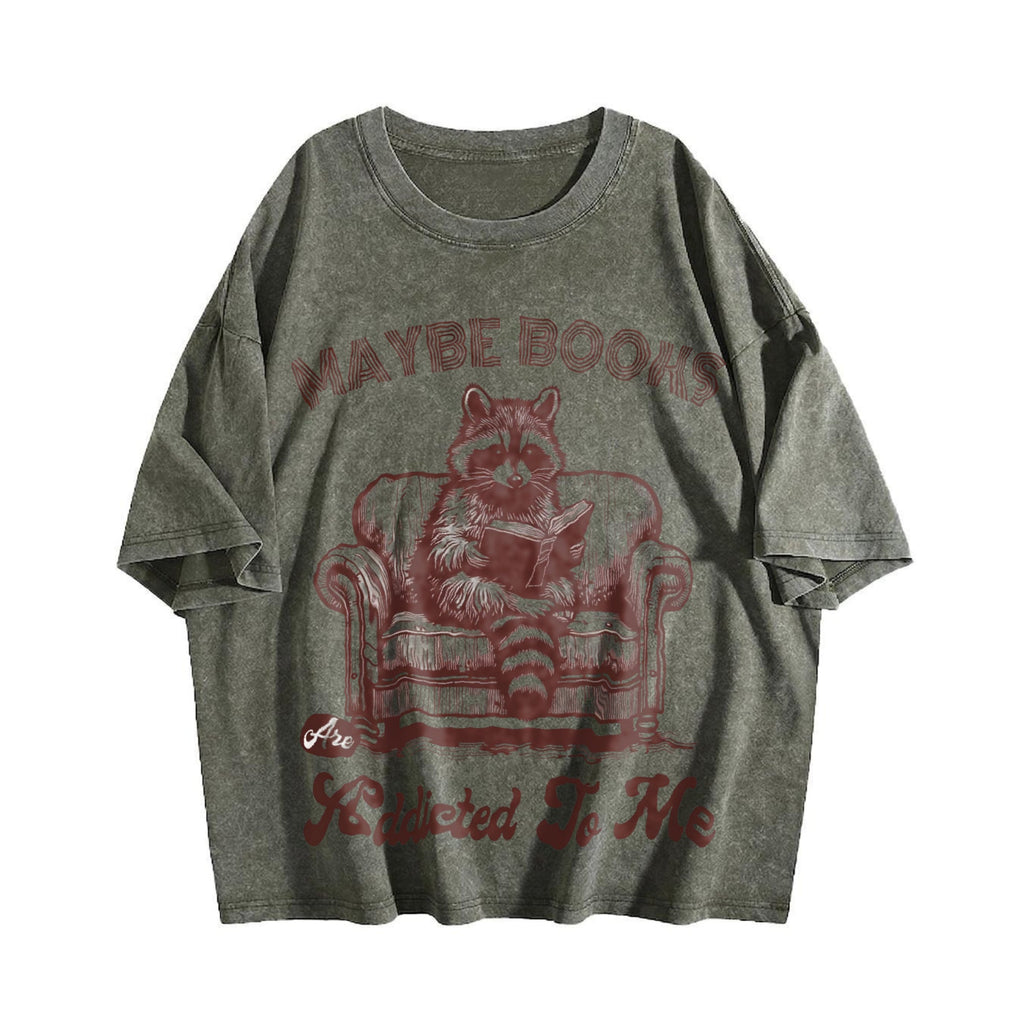 Raccoon Reading Book 90s Vintage Washed T-Shirt product image 4
