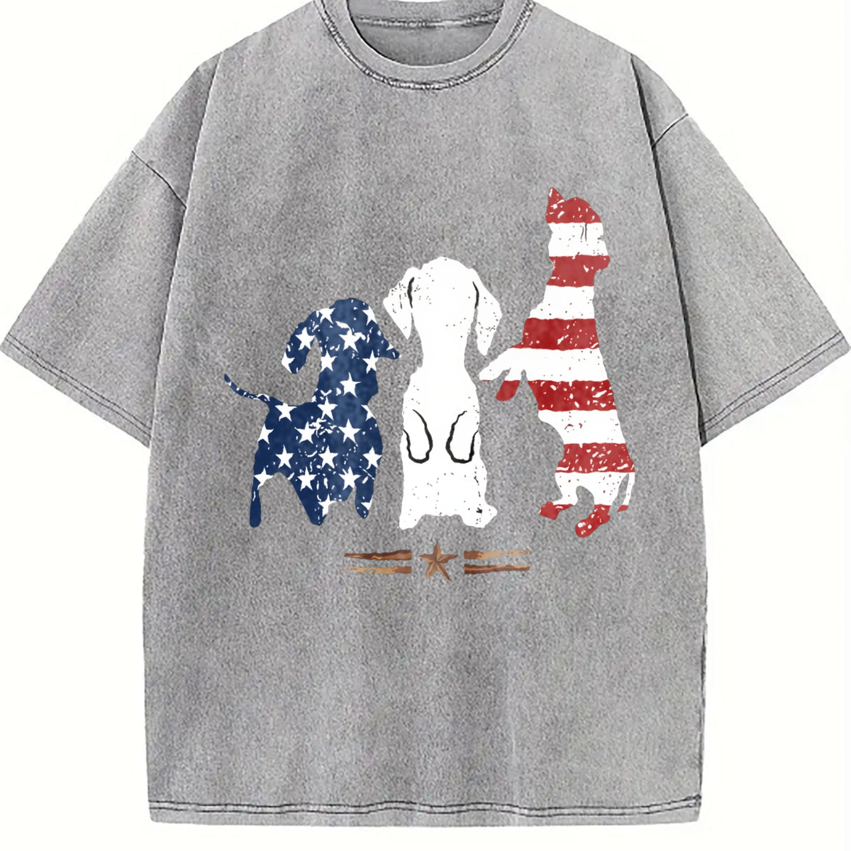 Patriotic Dog Silhouette Boxy Y2K Aesthetic Summer Vintage product image 5