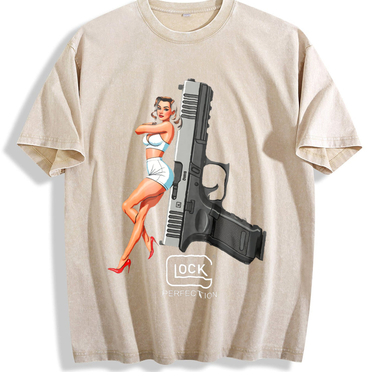 Glock Perfection Pin-up Girl Vintage Washed T-Shirt product image 1