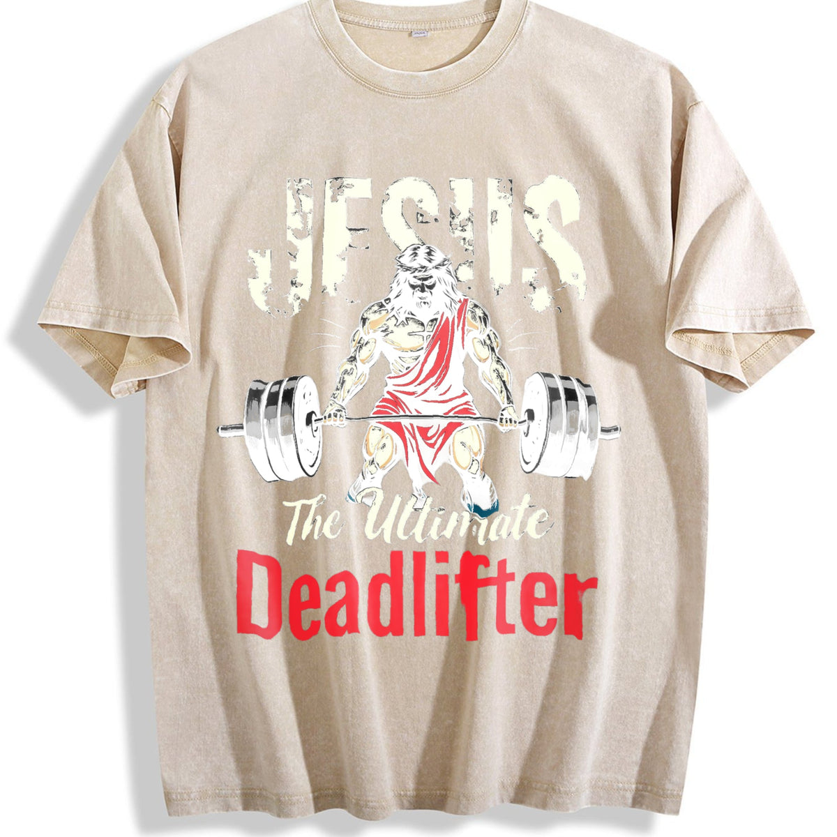 Jesus The Ultimate Deadlifter Gym Vintage Washed T-Shirt product image 1