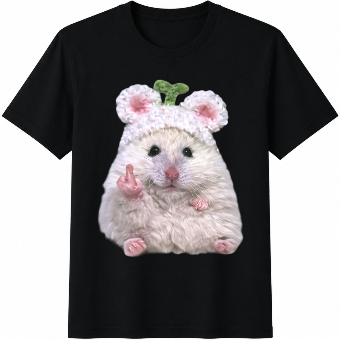 Funny Hamster Middle Finger Cotton T-Shirt product image 1