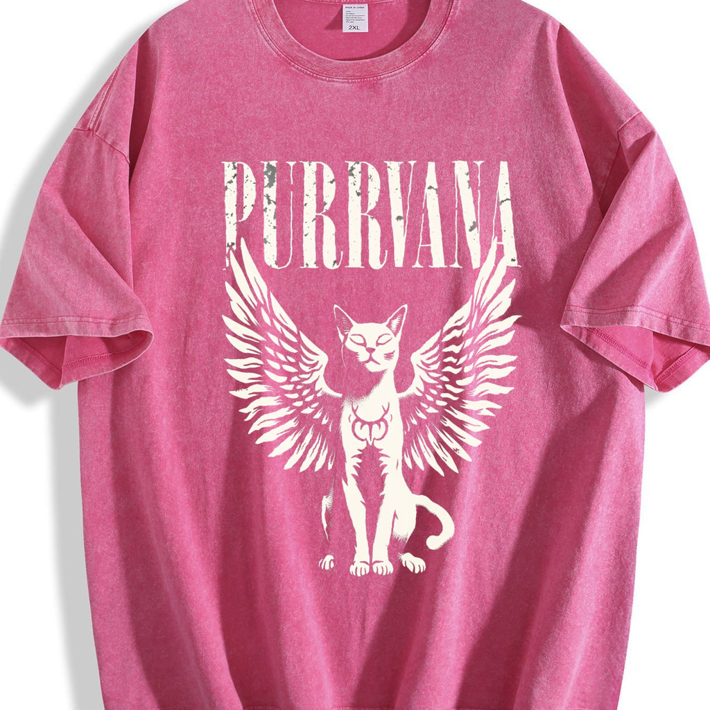 Purrvana Cat With Wings Vintage Washed T-Shirt product image 7