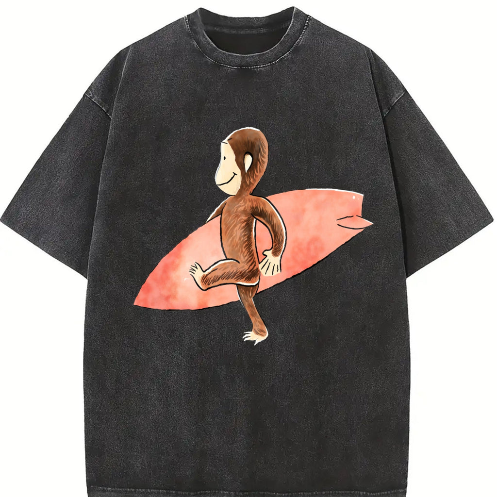 Curious Georgee Surfing - Black Vintage Washed T-Shirt product image 2