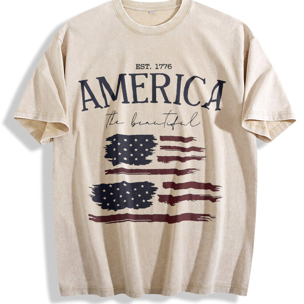 America The Beautiful Est 1776 Flag Vintage Washed T-Shirt product image 1