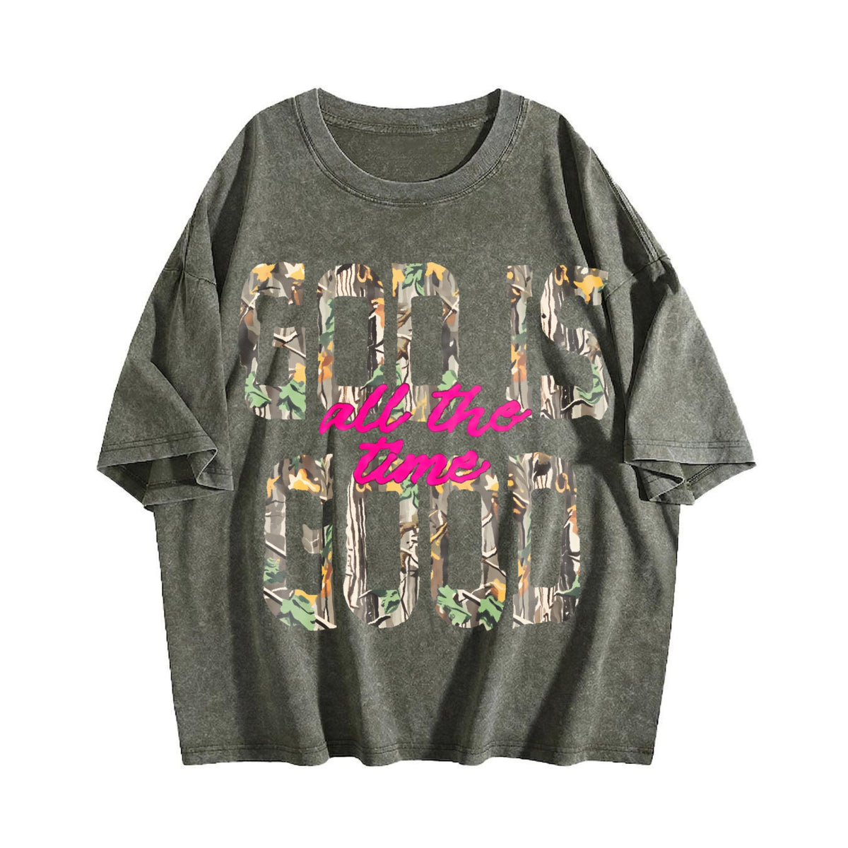 God Is Good All the Time Floral Vintage Washed T-Shirt product image 4