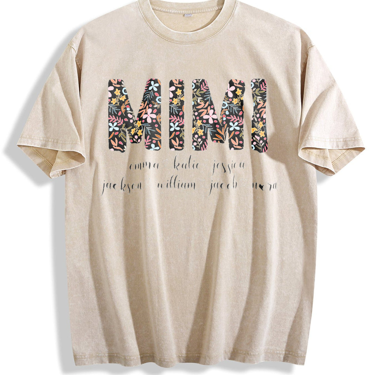 Mimi With Grandkids Names Vintage Washed T-Shirt product image 1