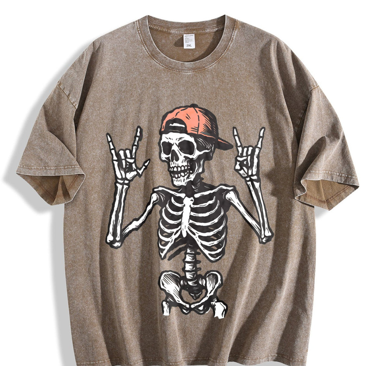 Rock And Roll Skeleton Vintage Washed T-Shirt product image 3