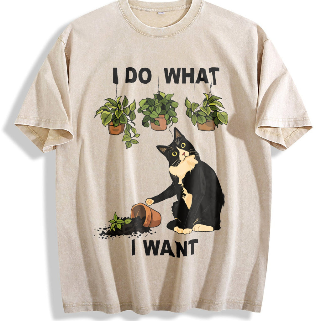 I Do What I Want Cat Vintage Washed T-Shirt product image 1